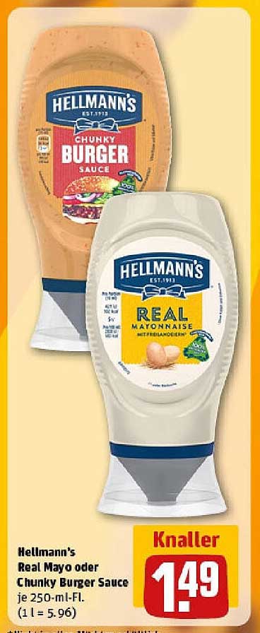 Hellmann's Real Mayo oder Chunky Burger Sauce je 250-ml-Fl.