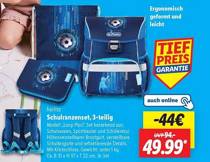 herlitz Schulranzenset, 3-teilig