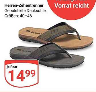 Herren-Zehentrenner mit gepolsterter Decksohle, Größen: 40–46