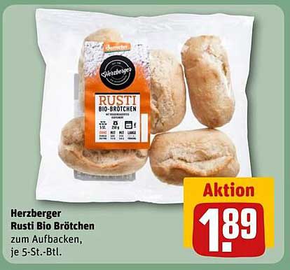 Herzberger Rusti Bio Brötchen zum Aufbacken, je 5-St.-Btl.