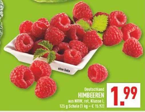 HIMBEEREN aus NRW, rot, Klasse I, 125 g Schale