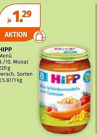 HIPP Menü Babygläschen 220 g - nur 1,29 €