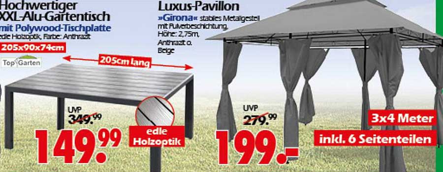 Hochwertiger XXL-Alu-Gartentisch mit Polywood-Tischplatte