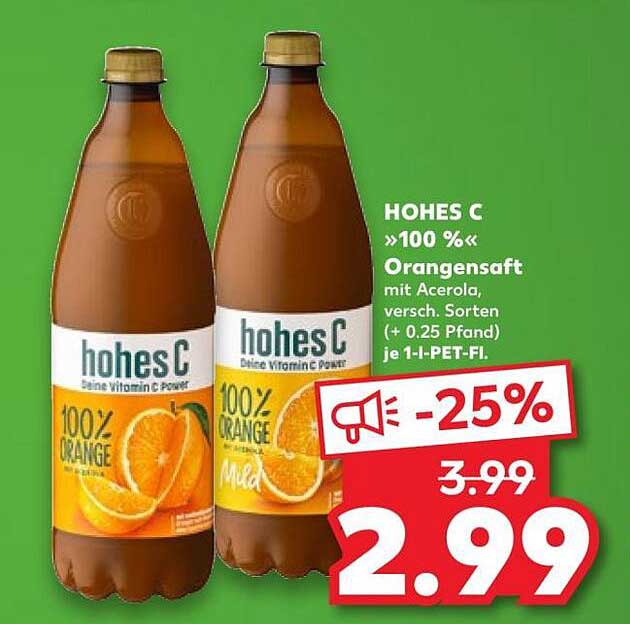 HOHES C »100 %« Orangensaft mit Acerola, verschiedene Sorten