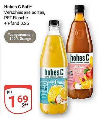 Hohes C Saft - Verschiedene Sorten, PET-Flasche