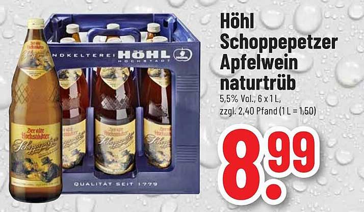 Höhl Schoppepetzer Apfelwein naturtrüb 6 x 1 L