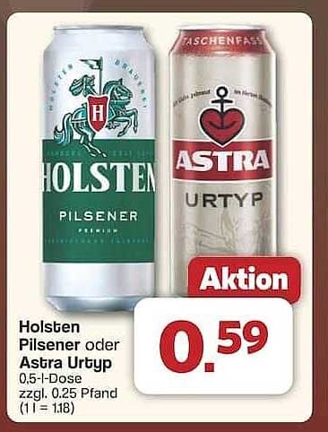 Holsten Pilsener oder Astra Urtyp 0,5 l-Dose