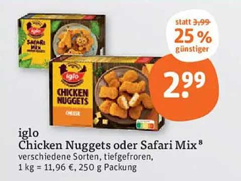 iglo Chicken Nuggets oder Safari Mix, 250 g