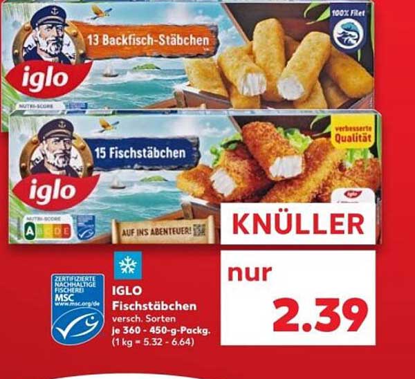 IGLO Fischstäbchen 450 g - nur 2,39 €!