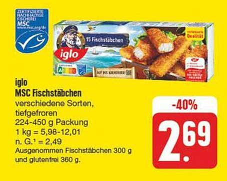 iglo MSC Fischstäbchen verschiedene Sorten, tiefgefroren