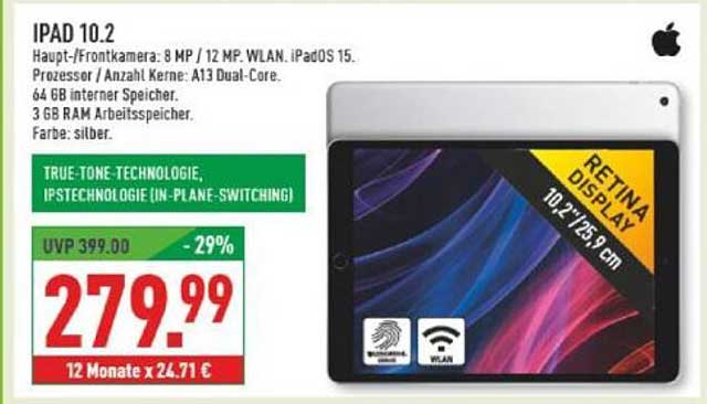 iPad 10.2 – 64 GB Wlan, silber