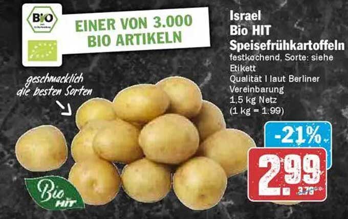 Israel Bio HIT Speisefrühkartoffeln 1,5 kg