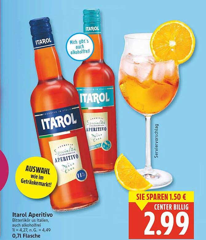 Itarol Aperitivo – Italienischer Bitterlikör – 0,71 Liter