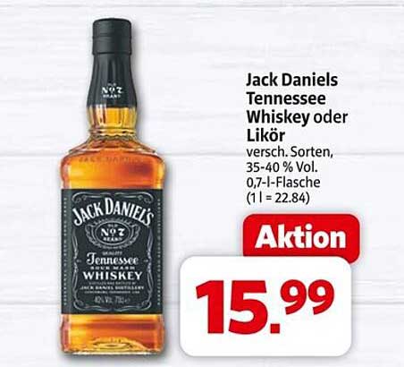 Jack Daniels Tennessee Whiskey oder Likör