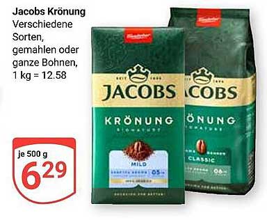 Jacobs Krönung – Verschiedene Sorten, gemahlen oder ganze Bohnen
