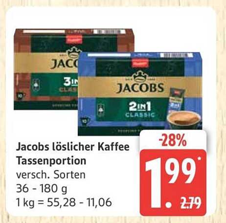 Jacobs löslicher Kaffee Tassenportion