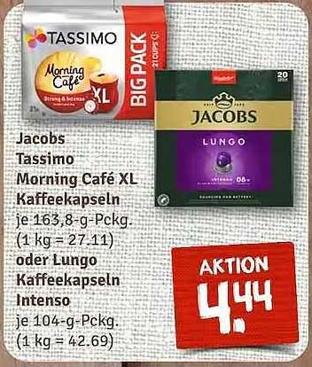 Jacobs Tassimo Morning Café XL Kaffeekapseln oder Lungo Kaffeekapseln Intenso
