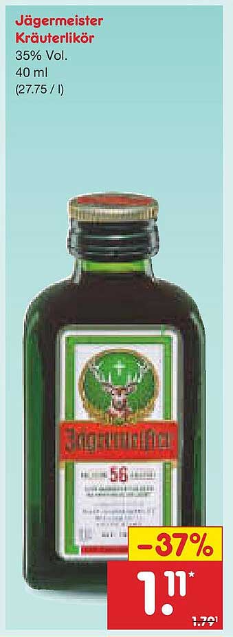 Jägermeister Kräuterlikör 35% Vol. 40 ml