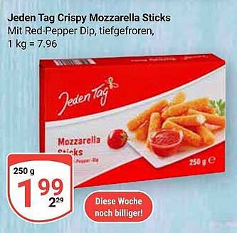 Jeden Tag Crispy Mozzarella Sticks mit Red-Pepper Dip, tiefgefroren