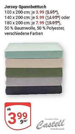 Jersey-Spannbettuch in verschiedenen Größen und Farben