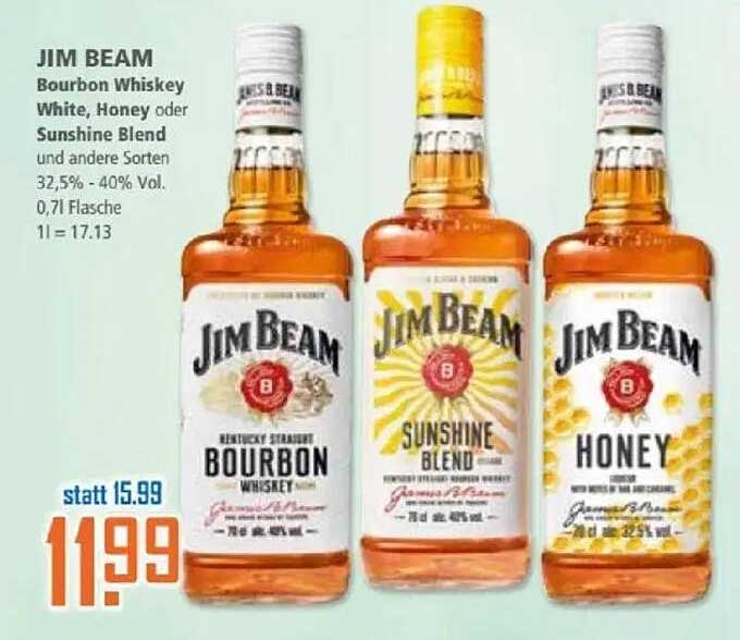 JIM BEAM Bourbon Whiskey White, Honey oder Sunshine Blend