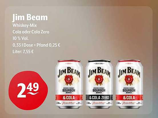Jim Beam Whiskey-Mix Cola oder Cola Zero - 10 % Vol.