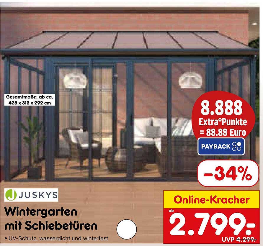 JUSKYS Wintergarten mit Schiebetüren