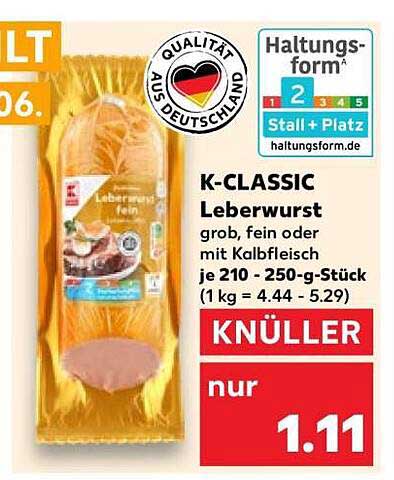K-CLASSIC Leberwurst grob, fein oder mit Kalbfleisch