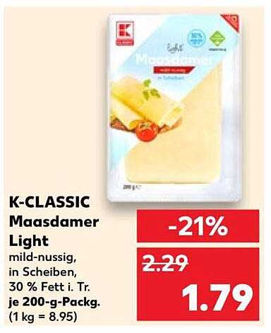 K-CLASSIC Maasdamer Light in Scheiben