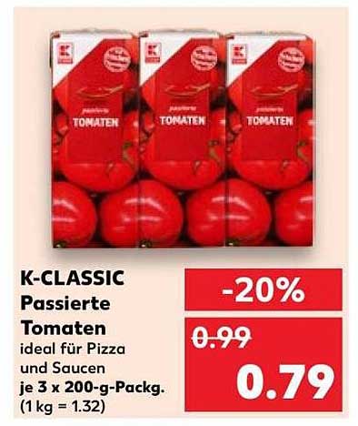 K-CLASSIC Passierte Tomaten 3 x 200-g-Packung