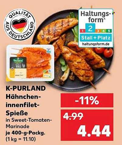 K-PURLAND Hähncheninnenfilet-Spieße in Sweet-Tomaten-Marinade