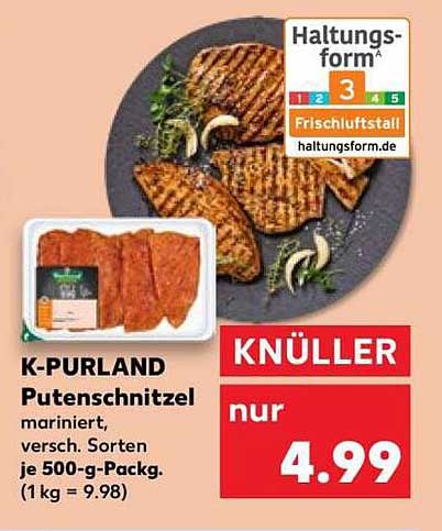 K-PURLAND Putenschnitzel mariniert, verschiedene Sorten (500 g-Packung)