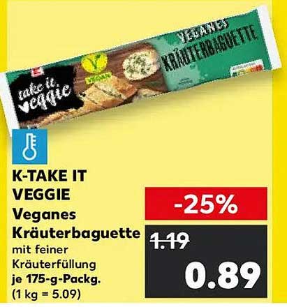 K-Take It Veggie Veganes Kräuterbaguette