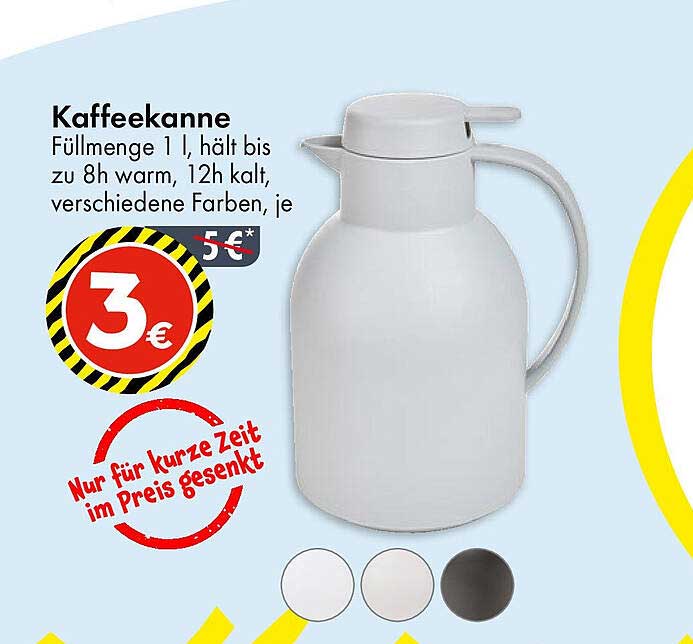 Kaffeekanne 1 l, hält bis zu 8 h warm, 12 h kalt, verschiedene Farben, je