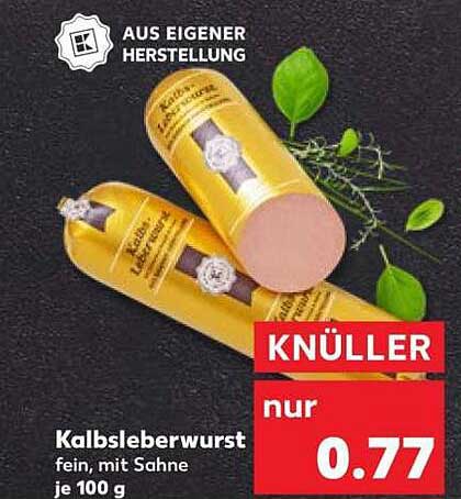 Kalbsleberwurst - fein, mit Sahne je 100 g