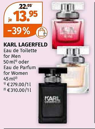 KARL LAGERFELD Eau de Toilette for Men 50 ml oder Eau de Parfum for Women 45 ml