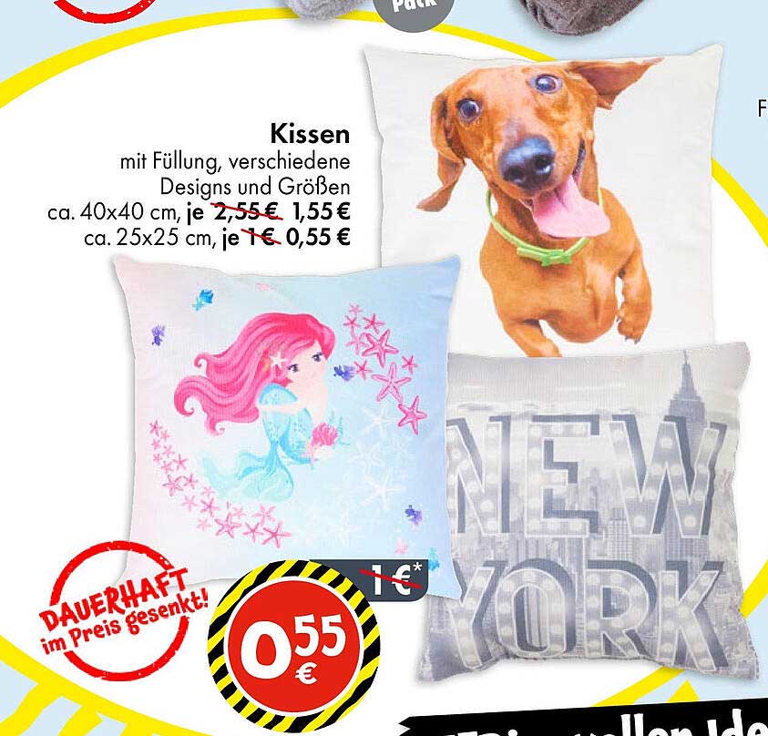 Kissen mit Füllung, verschiedene Designs und Größen