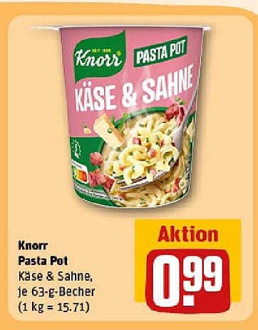 Knorr Pasta Pot Käse & Sahne, je 63-g-Becher