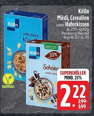 Kölln Müsli, Cerealien oder Haferkissen je 275-600g