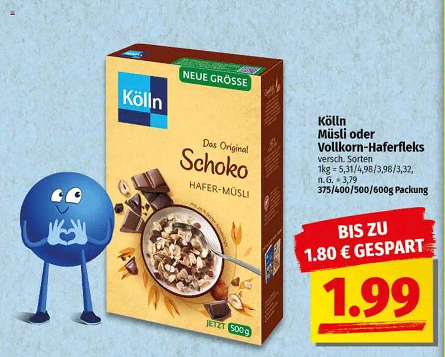 Kölln Müsli oder Vollkorn-Haferfleks 500g