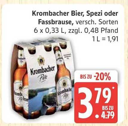 Krombacher Bier, Spezi oder Fassbrause, 6 x 0,33 L