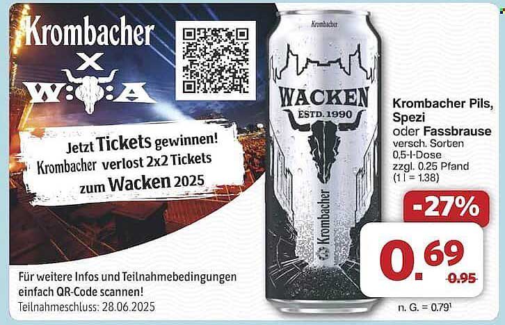 Krombacher Pils, Spezi oder Fassbrause – versch. Sorten 0,5-l-Dose