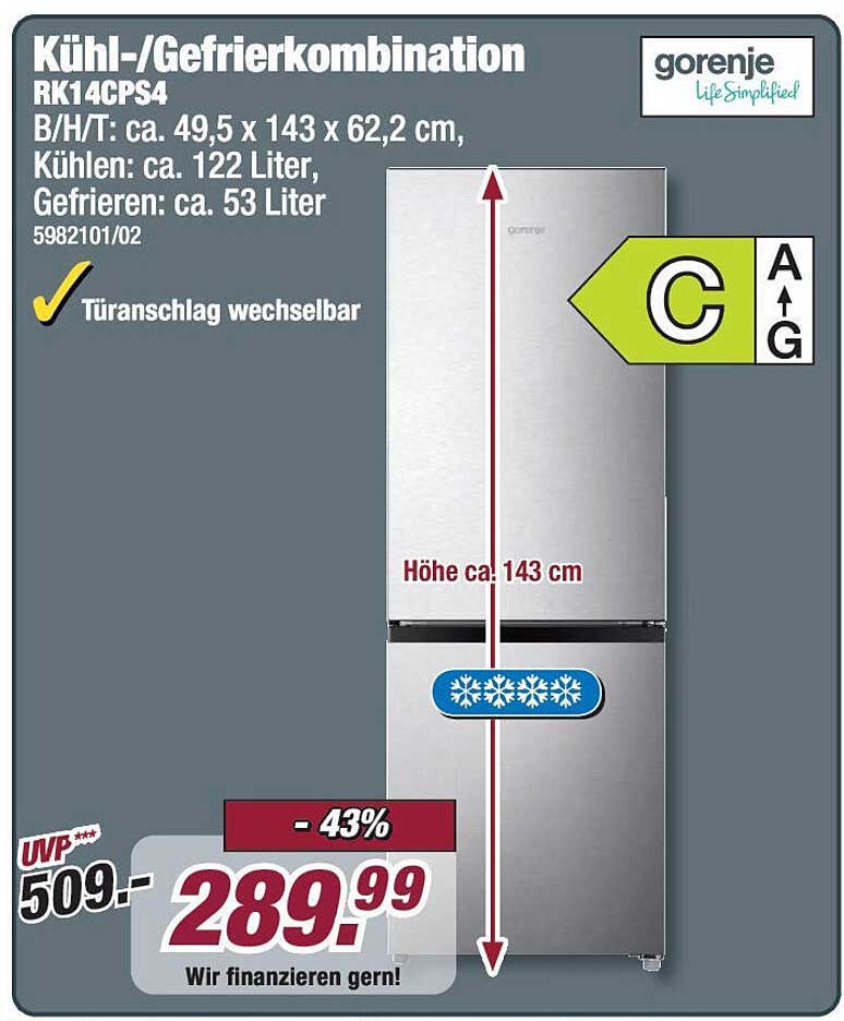 Kühl-/Gefrierkombination RK14CPS4 von Gorenje