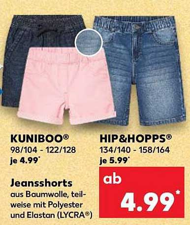 KUNIBOO® und HIP&HOPPS® Jeansshorts - jetzt zum Sparpreis!