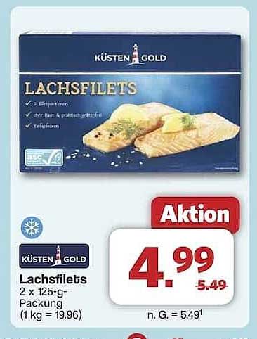 KÜSTEN GOLD Lachsfilets 2 x 125-g-Packung (1 kg = 19,96)
