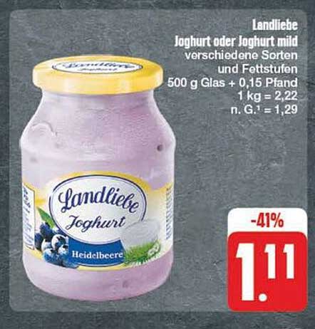 Landliebe Joghurt oder Joghurt mild verschiedene Sorten und Fettstufen