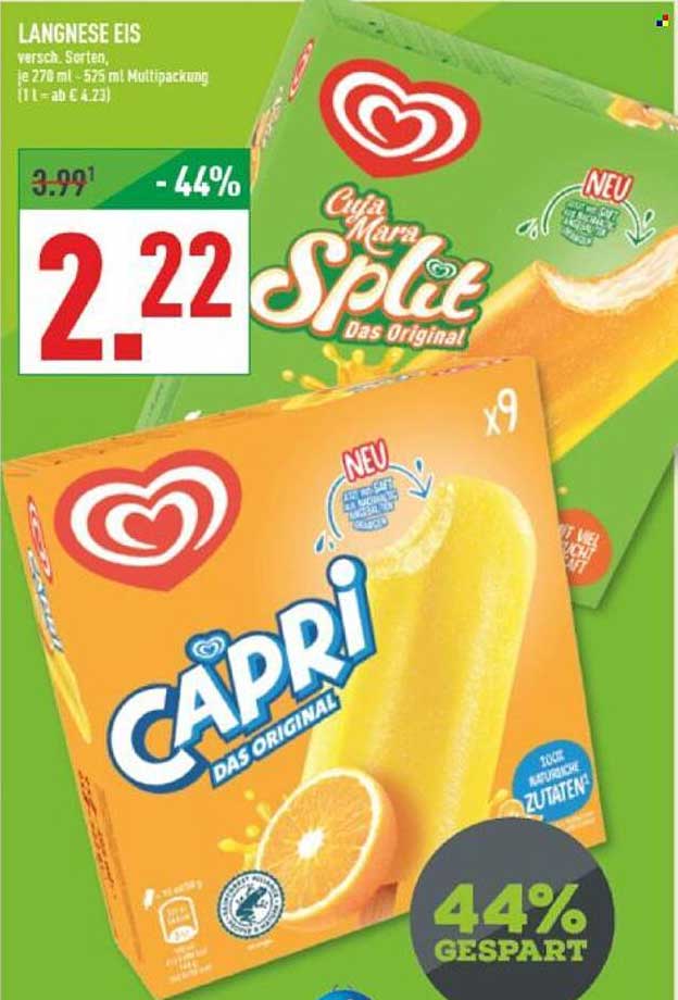 Langnese Eis - Capri und Cult Mara Split - Das Original!
