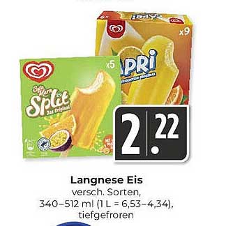 Langnese Eis – verschiedene Sorten