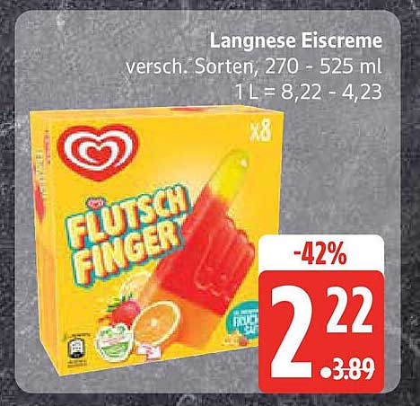 Langnese Flutsch Finger Eiscreme (verschiedene Sorten, 270 - 525 ml)