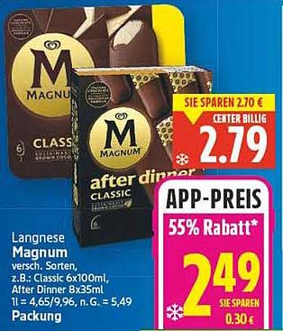 Langnese Magnum - Verschiedene Sorten, z.B. Classic 6x100ml, After Dinner 8x35ml